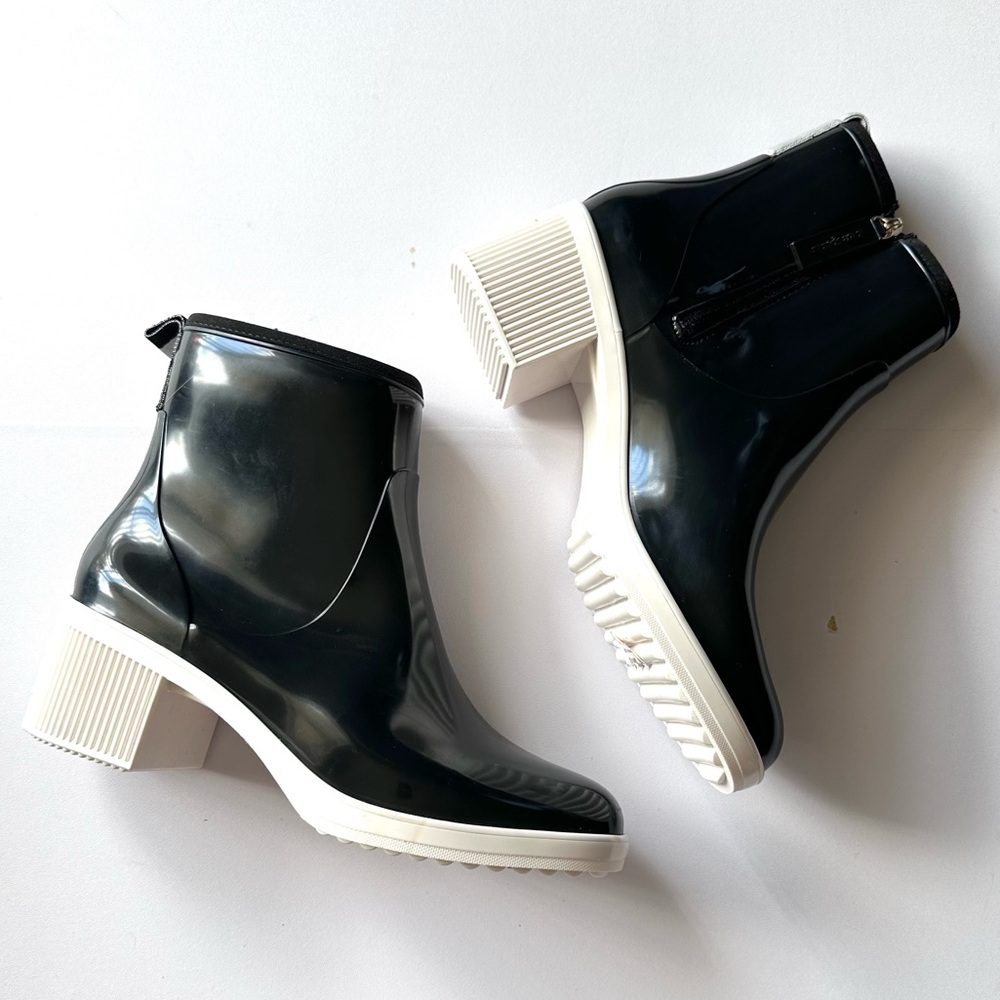 Kate Spade New York Puddle Rubber Black Parchment Rain Boot - Picture 2 of 15
